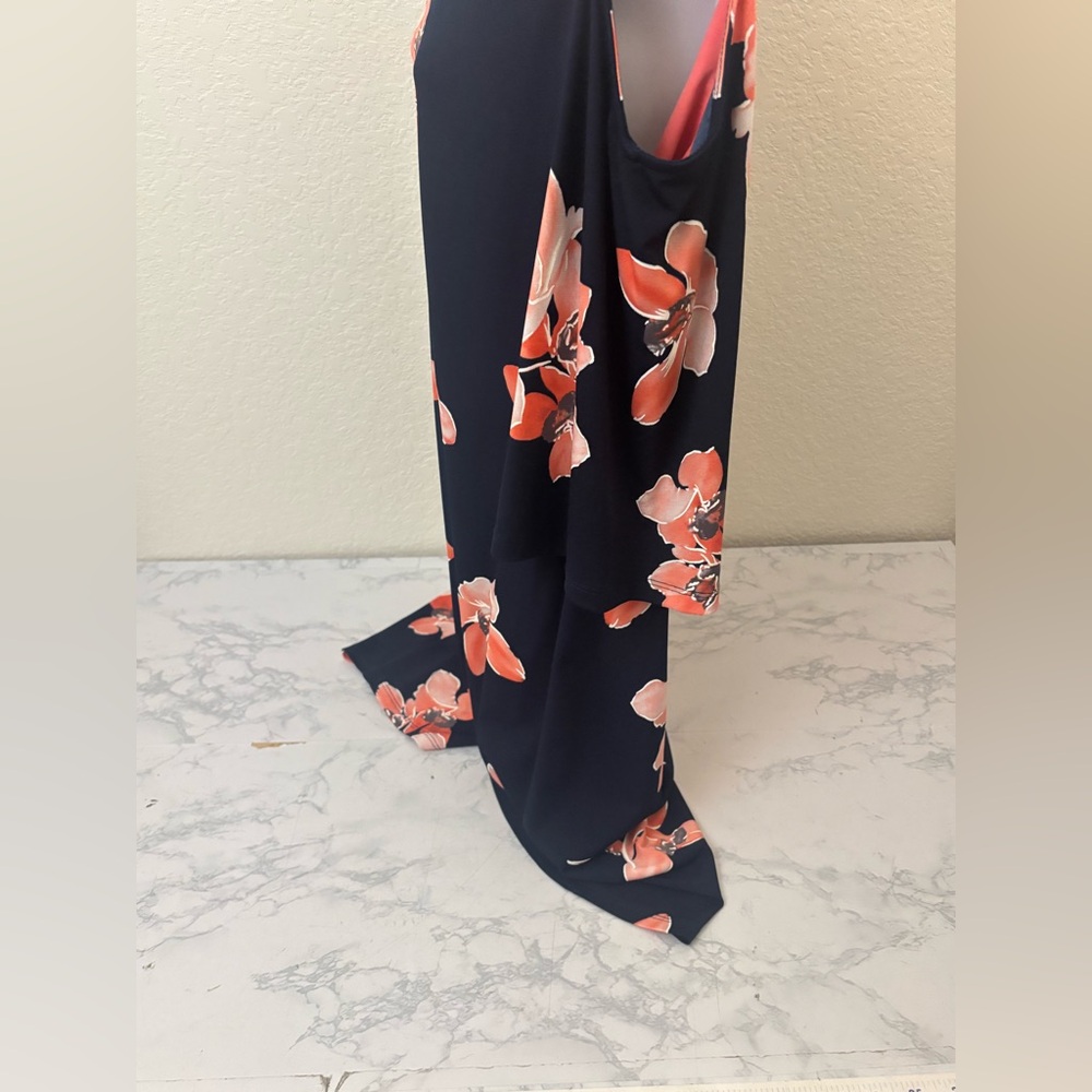 Connected Apparel Womens Dress Sz 8P Petite Long Cold Shoulder Floral Lined - Picture 3 of 6